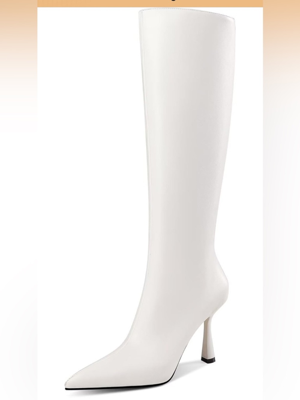 White Over-the-Knee Pointed Toe Stiletto Boots by